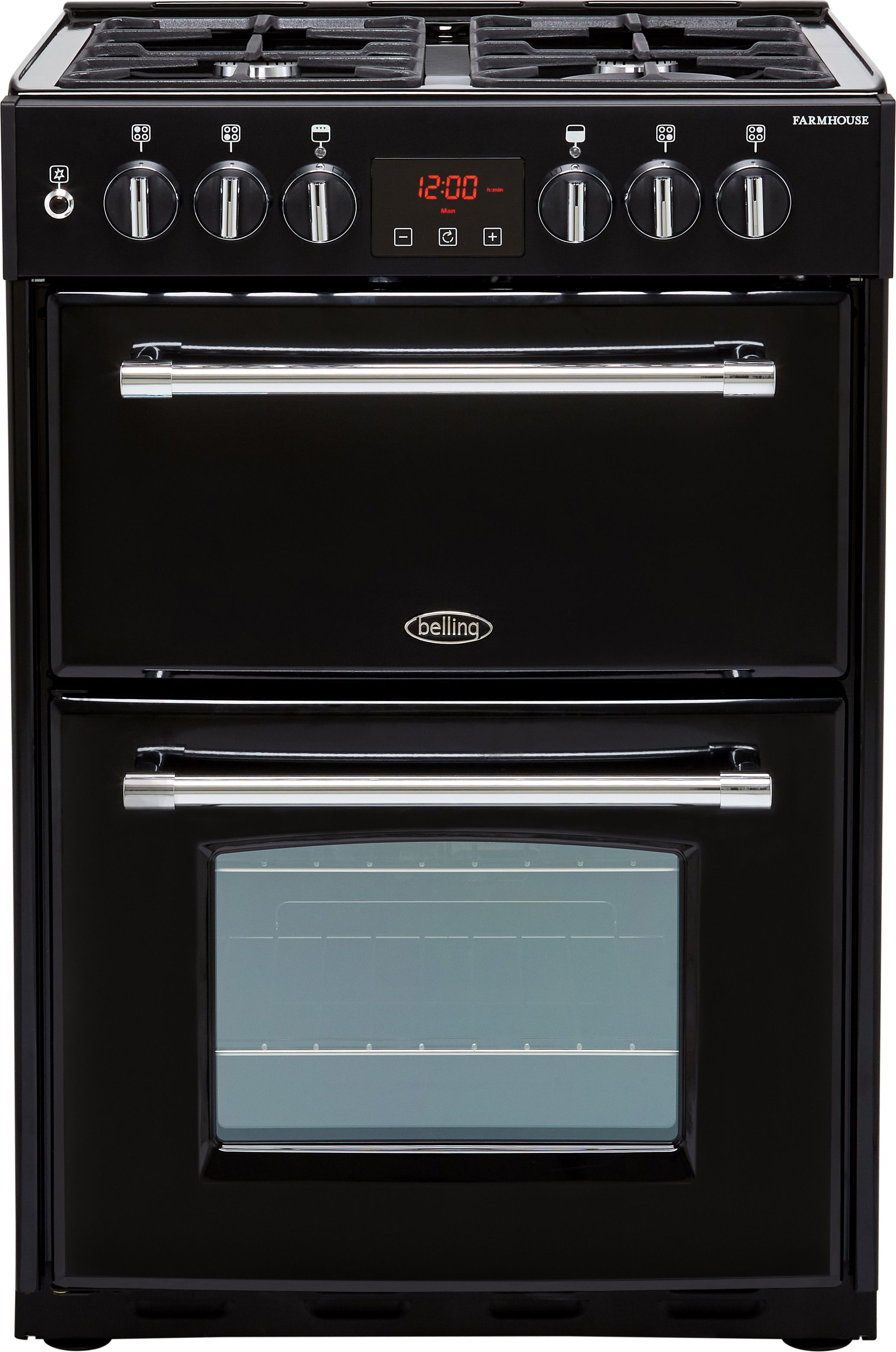 Belling Farmhouse60DF 60cm Freestanding Dual Fuel Cooker - Black - A/A Rated, Black