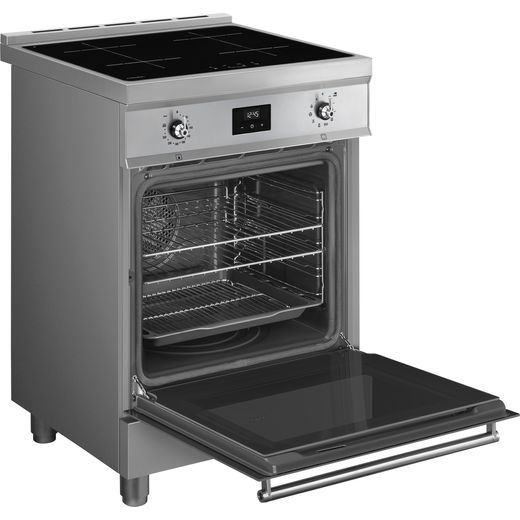 Smeg Electric Cooker with Zone induction hob Hob - Stainless Steel - Right perspective with door open