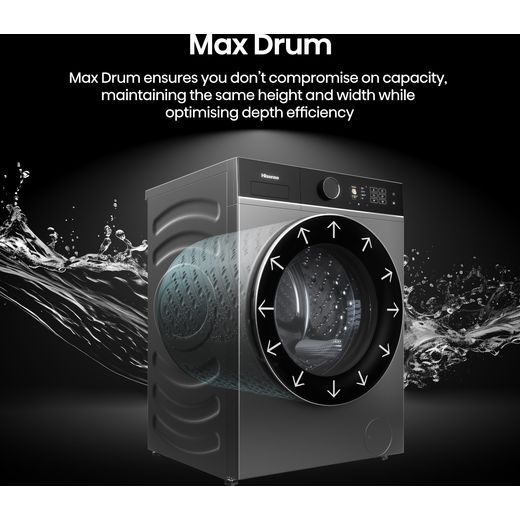 Hisense 5i KitchenFit Series WF5I9043BTFS 9kg Washing Machine with 1400 rpm - Titanium - Annotation - Max Drum