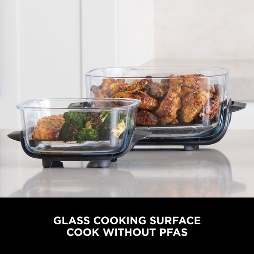 Ninja FN101UKST Air Fryer - Stone - Annotation - Glass cooking surface shot