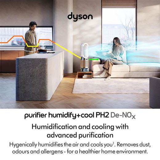 Dyson Humidify+Cool™ PH2 De-NOx Air Purifier - White / Gold - Annotation - Purifier shot