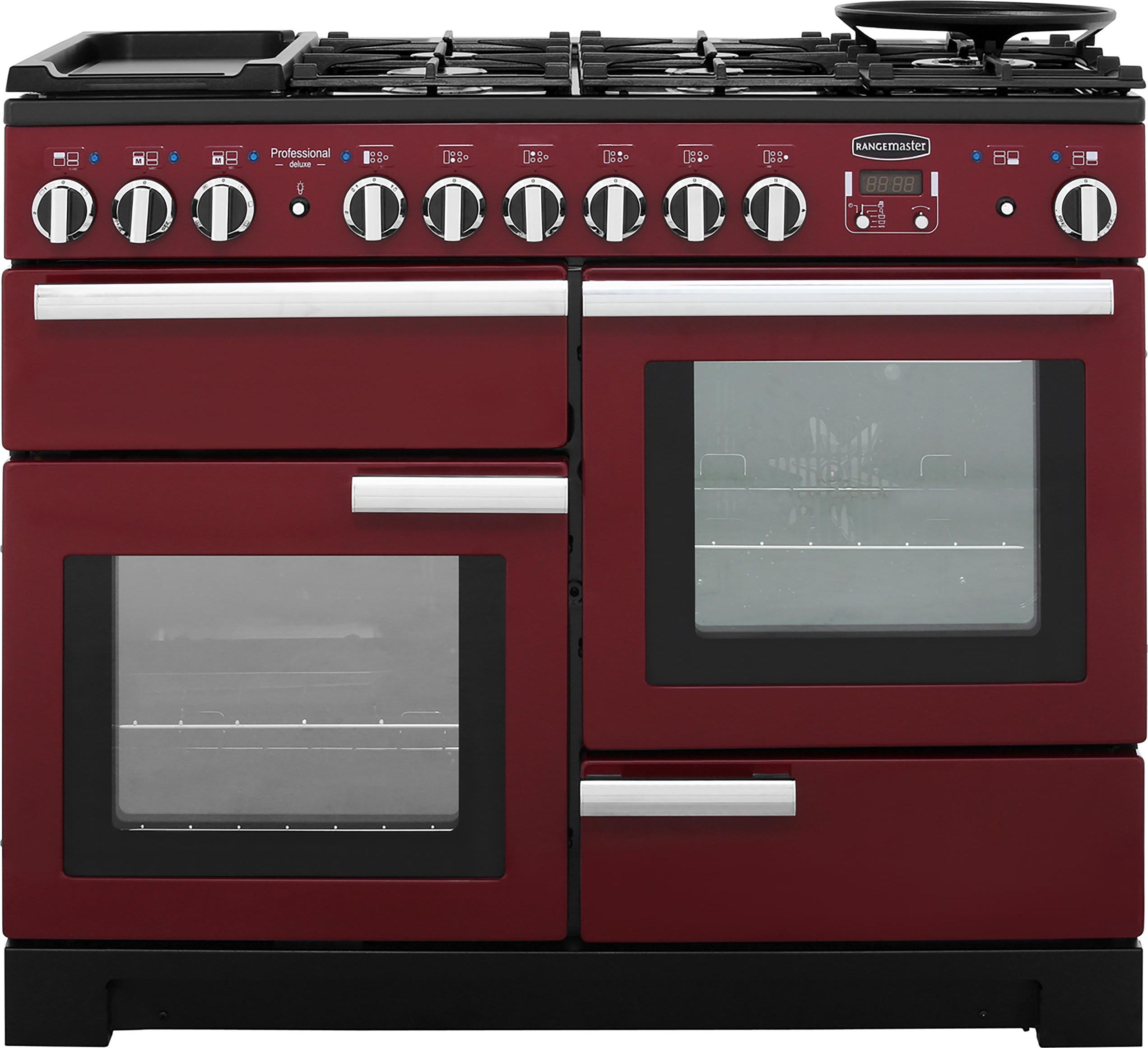 Rangemaster Professional Deluxe PDL110DFFCY/C 110cm Dual Fuel Range Cooker - Cranberry - A/A Rated, Red