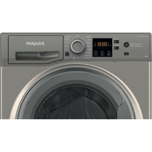 Hotpoint Anti-Stain NSWM 846 GG UK 8kg Washing Machine with 1400 rpm - Graphite - Close up shot