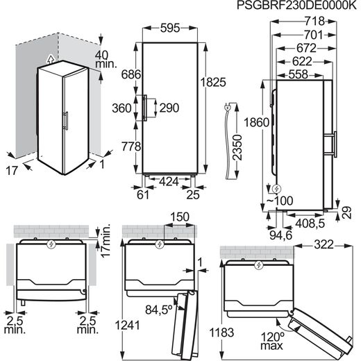 AEG 6000 Series ORK6D391EW 923421361 Fridge - White - Annotation - Dimensions shot
