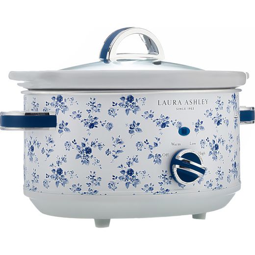 Laura Ashley VQSLWC3LLACR 3.5 Litre Slow Cooker - China Blue - Right perpsective shot
