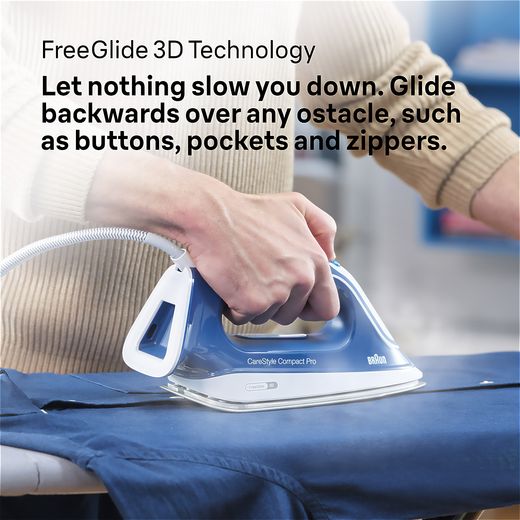 Braun Steam Generator Iron - White / Blue - Annotation - Free glide shot