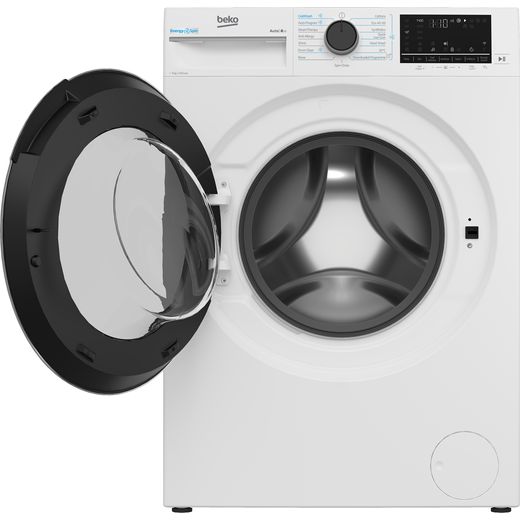 Beko B5W5941BDW 9kg Washing Machine with 1400 rpm - White - Front with door open shot 