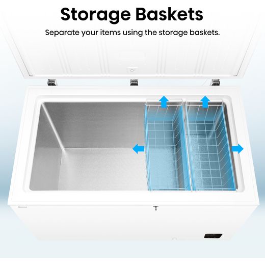 Hisense Chest Freezer - White - Annotation - Storage basket shot 