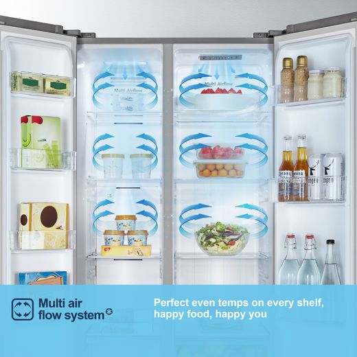Fridgemaster American Fridge Freezer - Silver - Annotation - Multi air flow system