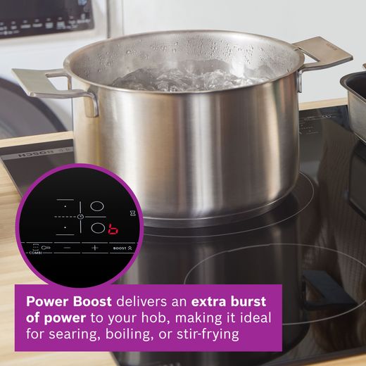 Bosch Series 2 PUG61RAA5B 59cm Induction Hob - Black - annotation - power boost shot