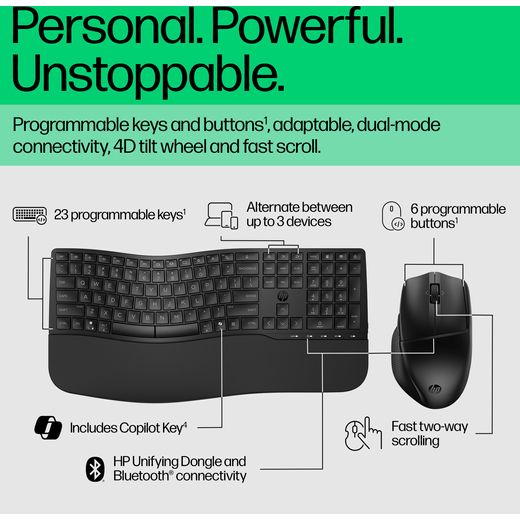 HP 680 Comfort Keyboard and Mouse Combo Wireless Keyboard - Black - Annotation - Features