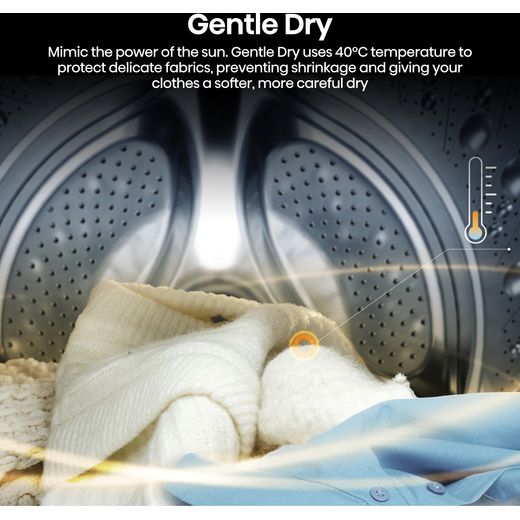Hisense KitchenFit 5i Series WD5I1245BBRH Wifi Connected / 8Kg Washer Dryer with 1400 rpm - Black - Annotation - gentle dry shot