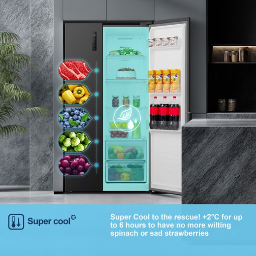 Fridgemaster American Fridge Freezer - Black - Annotation - Super cool shot