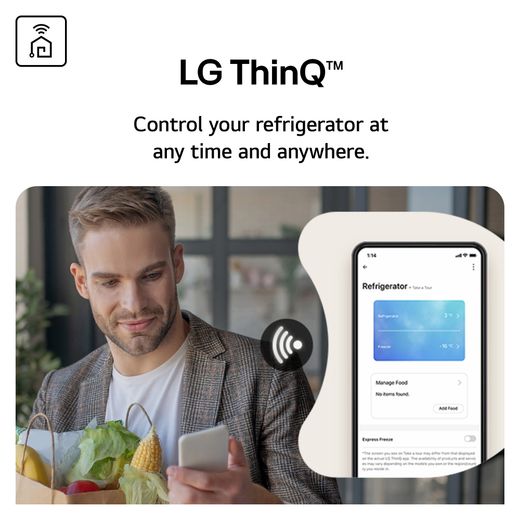 LG NatureFRESH™ American Fridge Freezer - Matte Black - Annotation - LG ThinQ