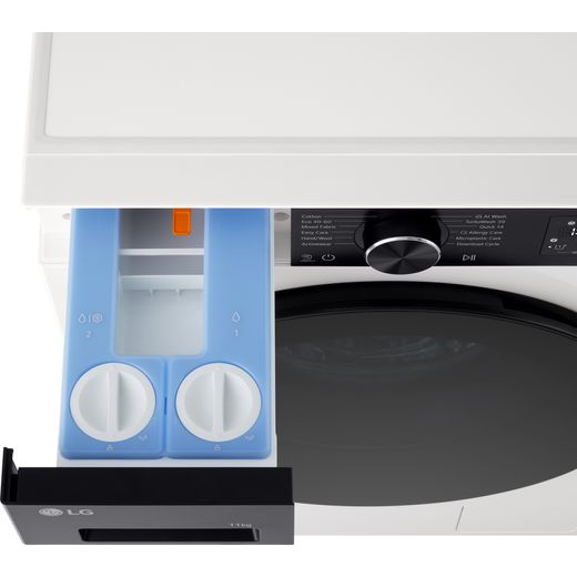 LG X550 Series F4X5511THB 11kg Washing Machine with 1400 rpm - White - Detergent drawer open