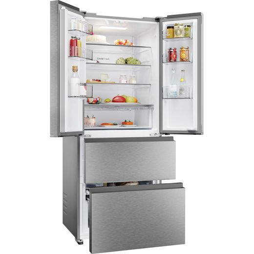 Hoover American Fridge Freezer - Stainless Steel - Right perspective with door open shot