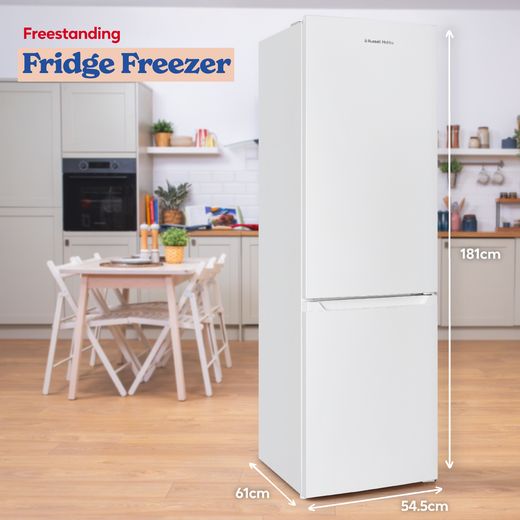 Russell Hobbs RH181TNF552E1W 181cm 60/40 Frost Free Fridge Freezer - White - Annotation - dimesons shot 