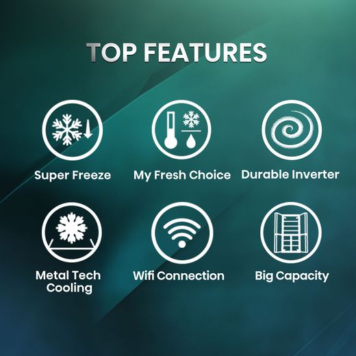 Hisense Pureflat Infinite American Fridge Freezer - Stainless Steel - Annotation - Top features shot