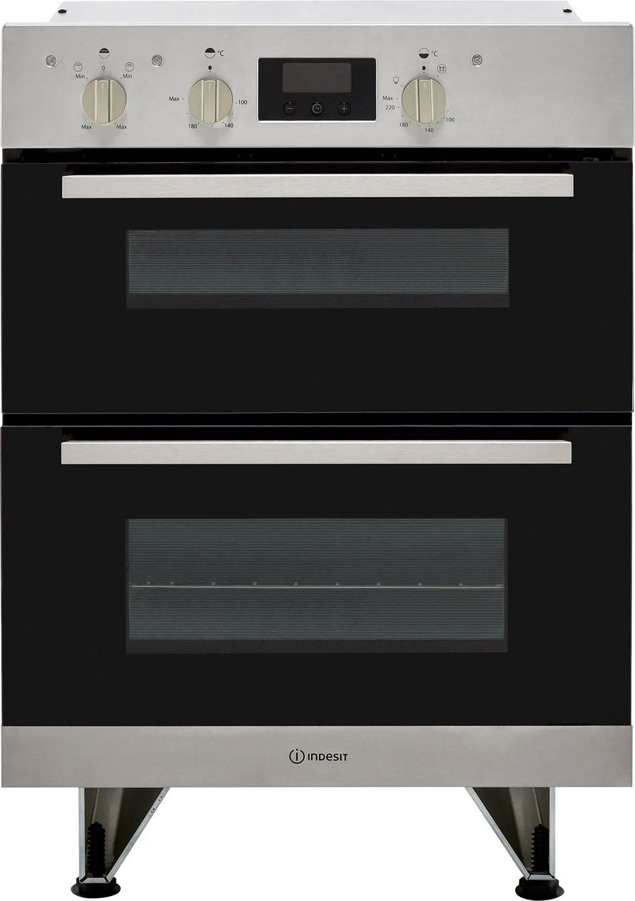 Indesit Aria IDU6340IX Built Under Electric Double Oven With Feet - Stainless Steel - B/A Rated, Stainless Steel