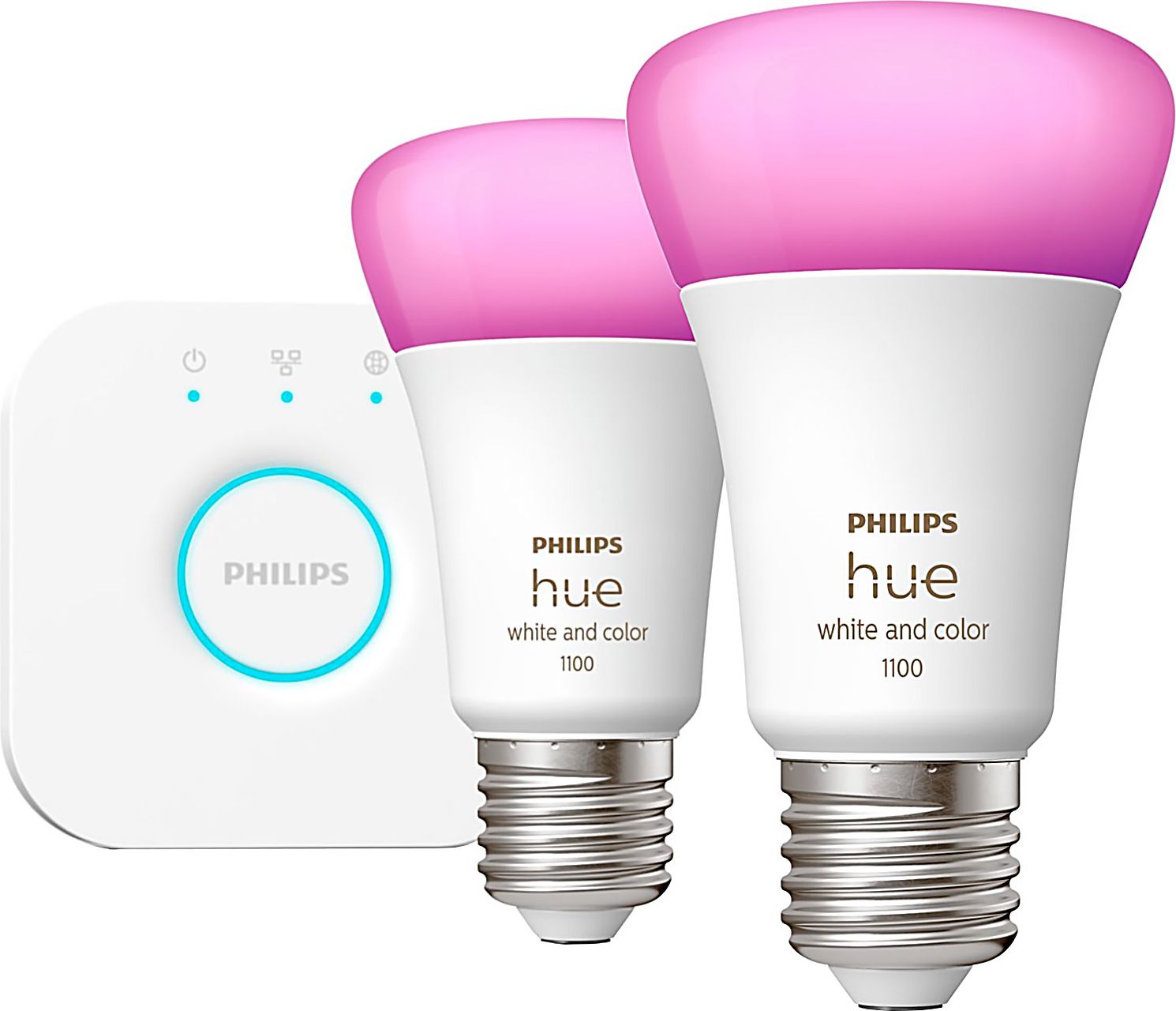 Philips Hue White and Colour Ambiance E27 Smart Bulb Twin Pack - White