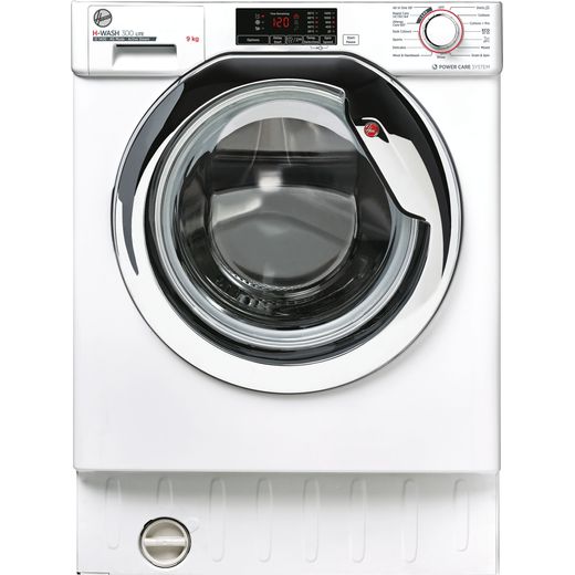 Hoover H-WASH 300 LITE HBWS49D1ACE Integrated 9Kg Washing Machine with 1400 rpm - White / Chrome - C Rated