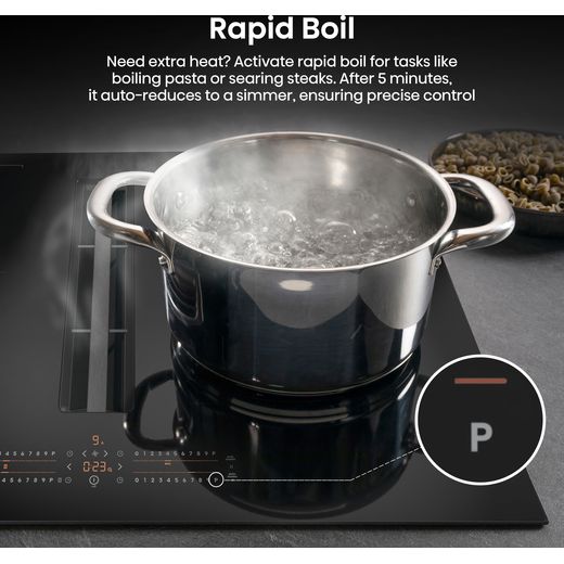 Hisense Hi6 HEH8432BSCWF Venting Induction Hob - Black - Annotation - Rapid boil shot