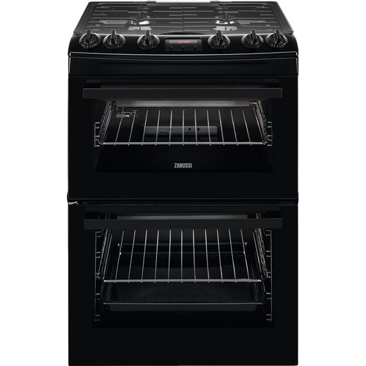 Zanussi ZCG63260BE Gas Cooker with Full Width Electric Grill - Black - A/A Rated