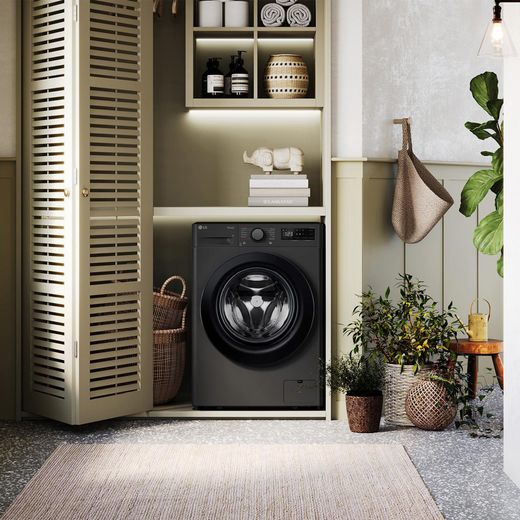LG Series 4 Pro AI Direct Drive™ FWY706GBTN1 10Kg / 6Kg Washer Dryer with 1400 rpm - Slate Grey - Annotation - Washer dryer in room