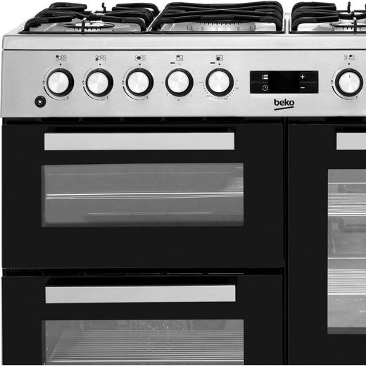 Beko 100cm Dual Fuel Range Cooker - Stainless Steel - Control panel