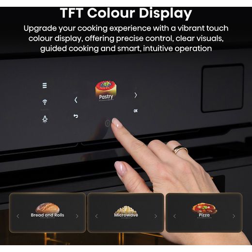 Hisense Hi8 BlackLine BAS6PH8BUKWF Wifi Connected Built In Electric Single Oven with Pyrolytic Cleaning - Black - Annotation - Colour display shot