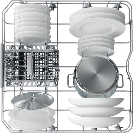 Hotpoint Standard Dishwasher - White - Top view rack shot