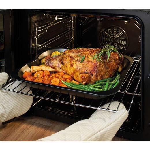 Belling 60cm wide Double Oven Dual Fuel BEL FSA VISION 60DF Cooker - Black - Roasting lamb