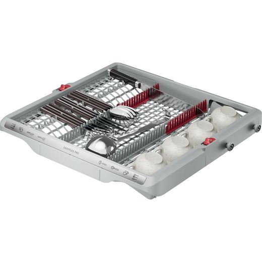 AEG Fully Integrated Standard Dishwasher - White - left tray perpsective shot