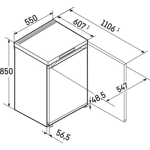 Liebherr Under Counter Freezer - White - Dimensions