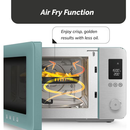 Smeg Collezione MOC02EGMUK 27 Litre 30cm High, Freestanding Small Combination Microwave Oven - Emerald Green - Annotation - airfry fucntion
