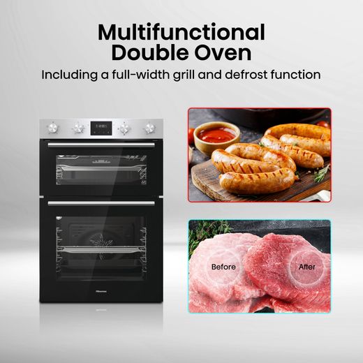 Hisense Built In Electric Double Oven and Gas Hob Pack - Stainless Steel - Annotation - Multifunctional double oven
