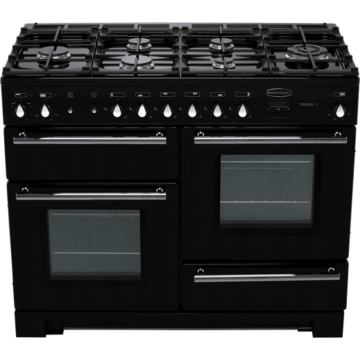 Rangemaster Toledo + 110cm Dual Fuel Range Cooker - Black / Chrome