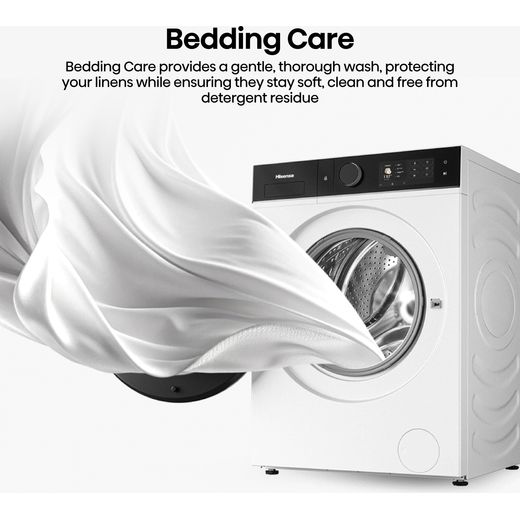 Hisense KitchenFit 5i Series WD5I1245BWRH Wifi Connected / 8Kg Washer Dryer with 1400 rpm - White - Annotation - bedding care shot