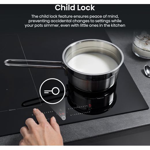 Hisense Hi4 HIC6422BSC 60cm Induction Hob - Black - annotation - child lock shot