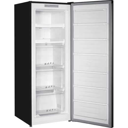 Russell Hobbs RH143FFFZ542E1B 143cm Small Upright Freezer with Door-on-door Kit - Black - Right perpsective with door open 