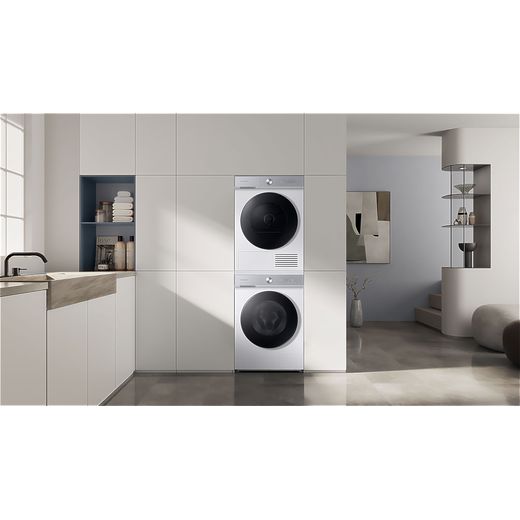 Samsung Series 8 AI Energy OptimalDry™ DV90BB9445GB 9Kg Heat Pump Tumble Dryer - Black - Tumble dryer in kitchen shot
