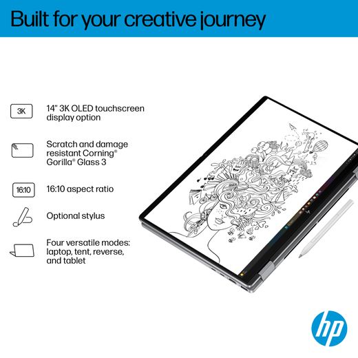 HP 14" Laptop - Intel® Core™ Ultra 7, 1TB SSD, 16 GB RAM - Silver - Creative journey