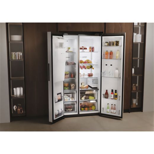 Haier American Fridge Freezer - Stainless Steel - Fridge freezer with door open in kitchen shot