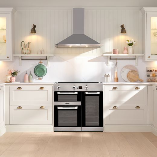 Leisure 90cm Electric Range Cooker with Induction Hob - Stainless Steel - Cooker in kitchen
