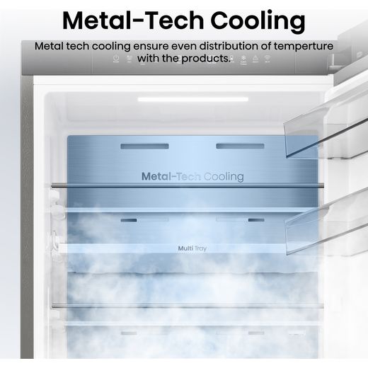 Hisense KitchenFit Eclipse Total No Frost Fridge Freezer - Stainless Steel - Annotation - Metal tech cooling