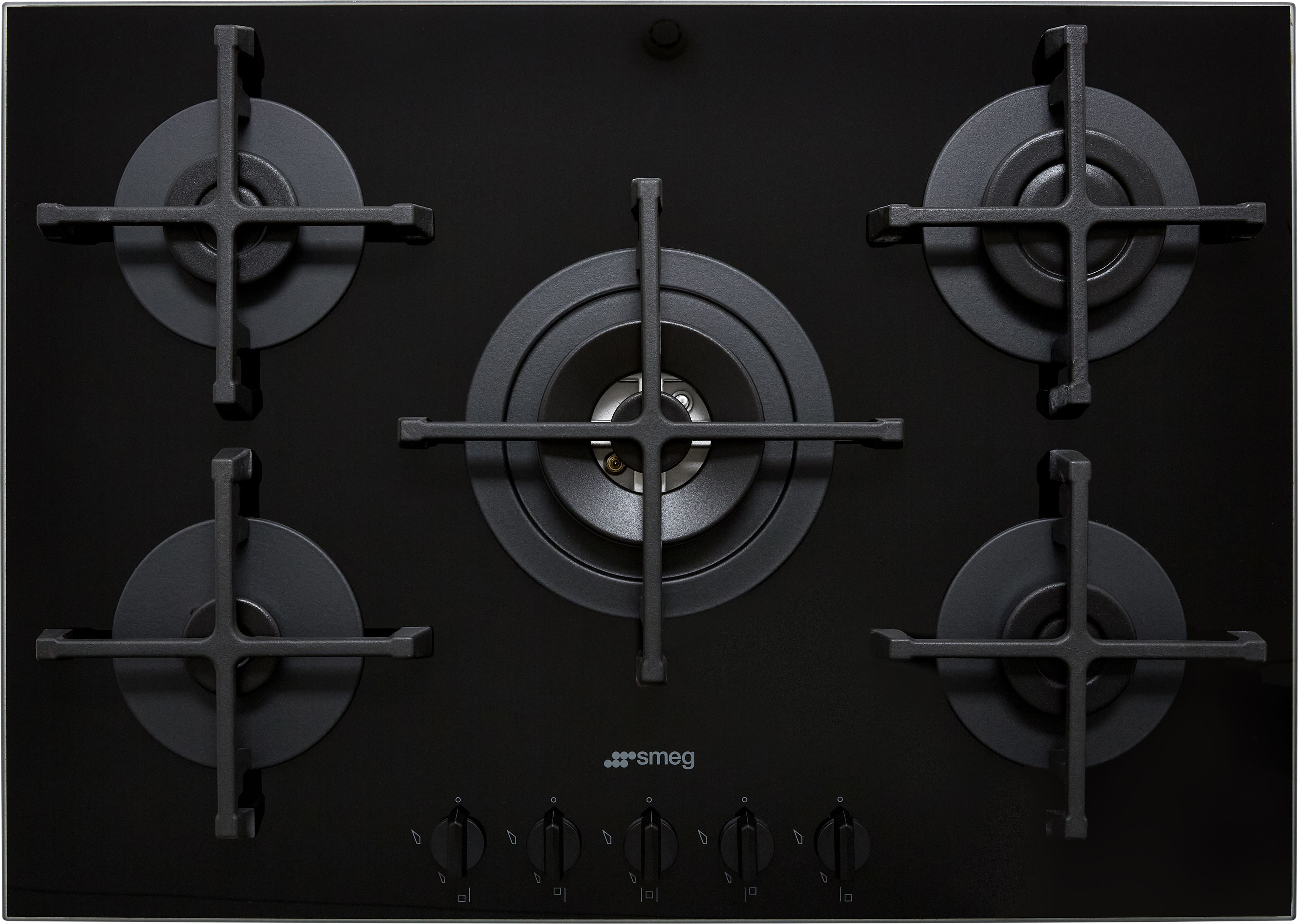 Smeg Cucina PV275B 72cm Gas Hob - Black, Black