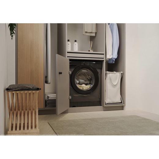Haier BHA6S69M6DB9RJ80 Integrated 9kg Washing Machine with 1600 rpm - Graphite / Black  - Washer dryer in utility room shot