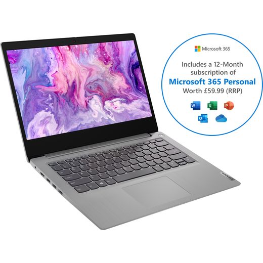 Lenovo IdeaPad 3 14IIL05 14" Laptop Includes Microsoft 365 Personal 12-month subscription with 1TB Cloud Storage - Platinum Grey