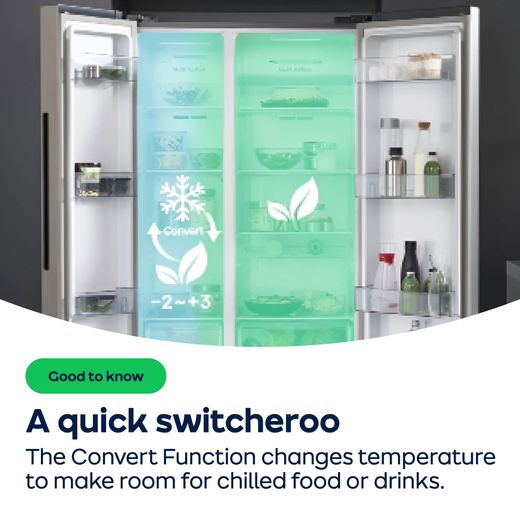 Hisense KitchenFit FT5K310GSFC 186cm High Frost Free Upright Freezer - Black Stainless Steel - AO Annotation - Convert-Function