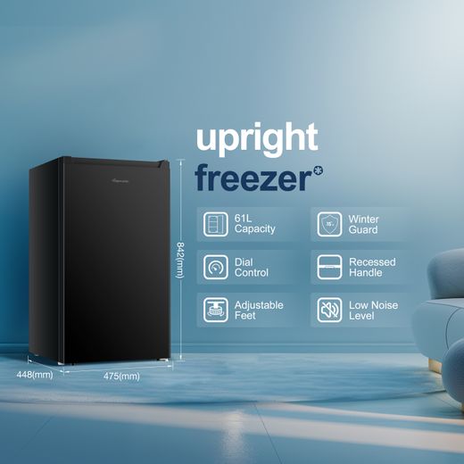 Fridgemaster Under Counter Freezer - Black - Annotation - Features
